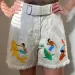 Surfing And Sharks Embroidery Shorts