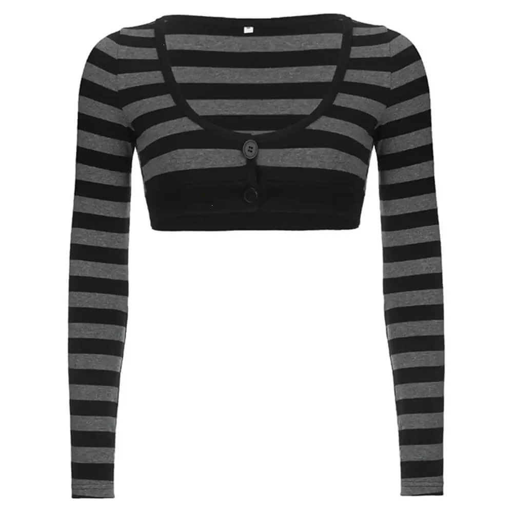 Emo Aesthetic Striped Long Sleeve Top