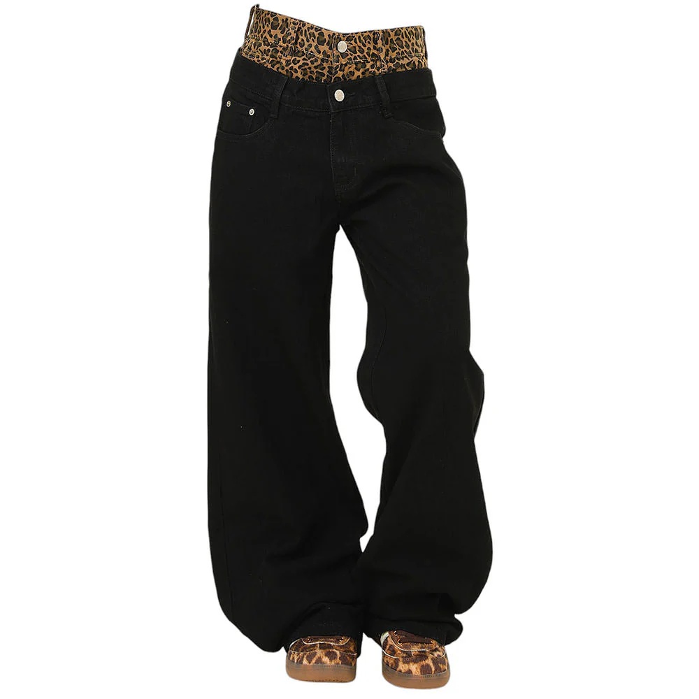 Inner Leopard Layered Jeans