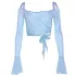Y2K Aesthetic Flare Sleeves Mesh Top