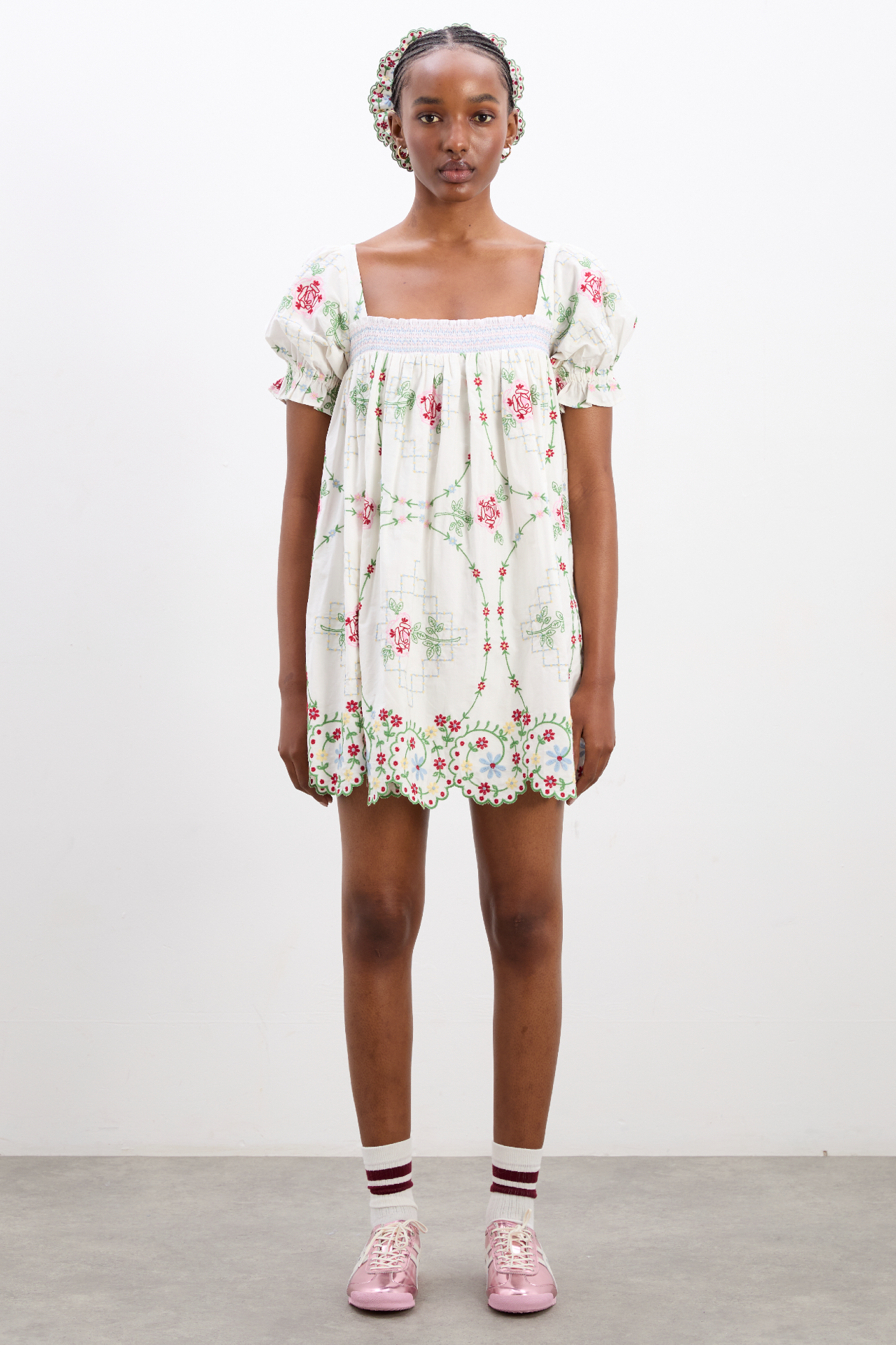 lulu mini dress - rose embroidery