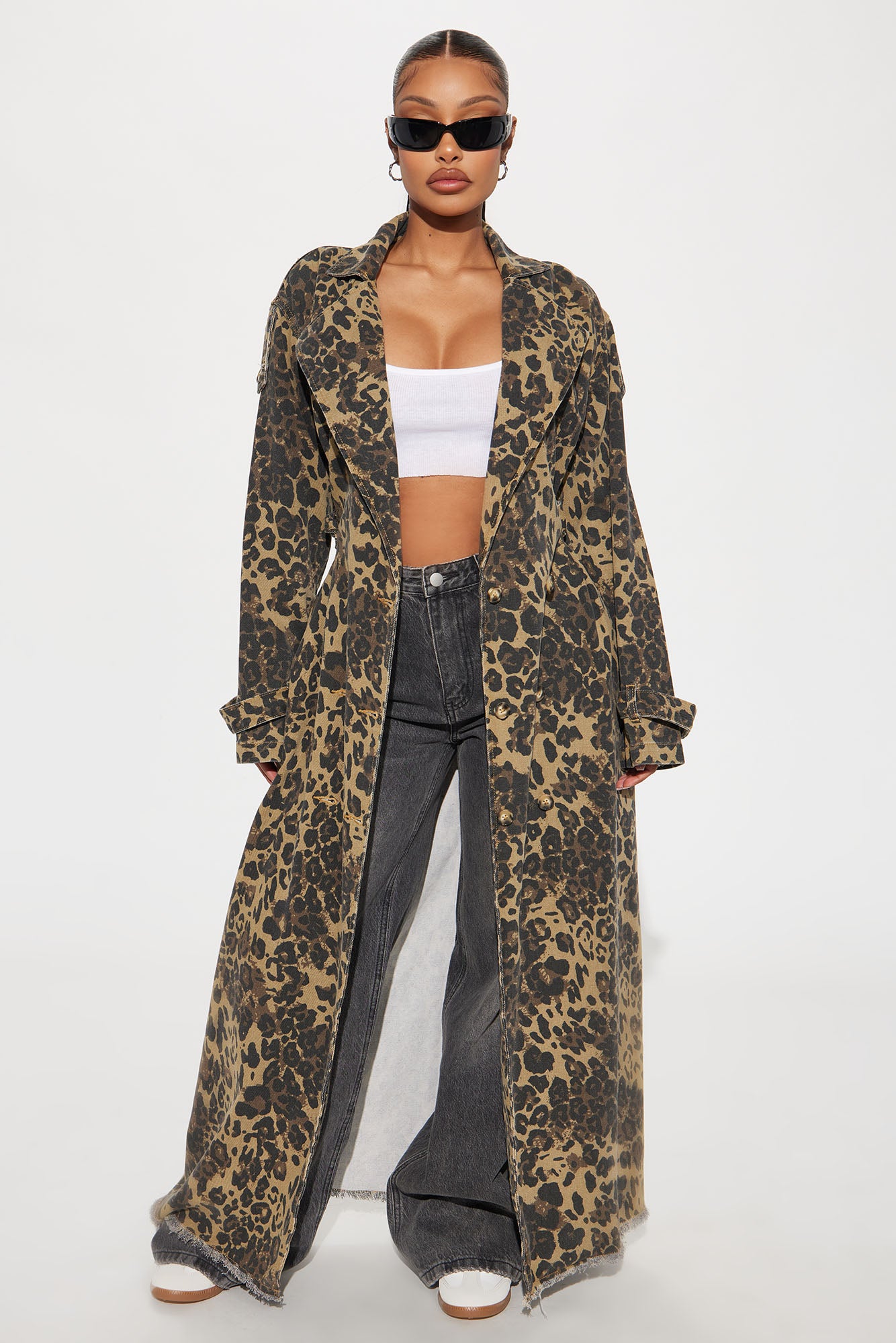 Destiny Leopard Denim Trench